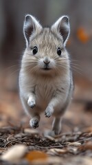 Obraz premium Gray chinchilla in forest adorable autumn wildlife animal photography high resolution hd picture