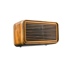 Vintage air conditioner with a rusty metal finish on a black background.