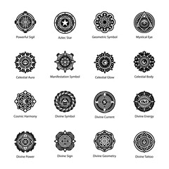 Collection of Glyph Style Celestial Symbols 
