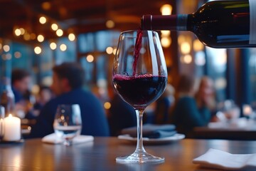 Pouring Red Wine in a Restaurant