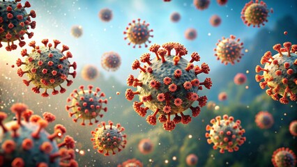 simulation of the coronavirus virus floating
