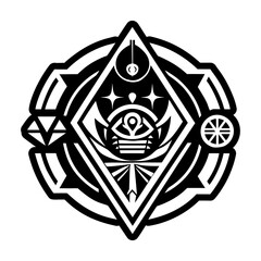 A solid style icon of sacred aura symbol