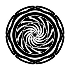 A glyph style con of a spiral tattoo