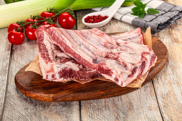 Raw pork ribs for cooking