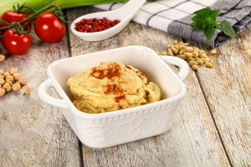 Natural chickpea hummus with paprika