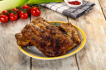 Tasty roasted pork ribs with spices