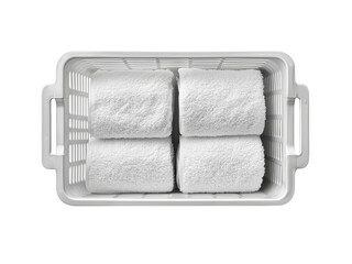 Obraz premium Neatly Folded Towels in a Laundry Basket Isolated on transparent background