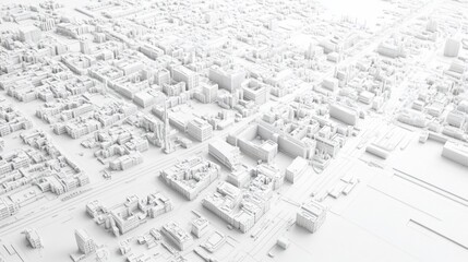 Monochromatic Metropolis: A 3D Render of an Architectural Cityscape