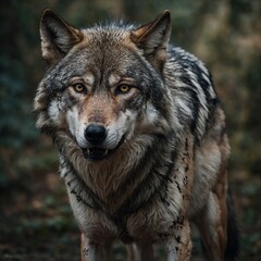 Fototapeta premium A wolf is a large, carnivorous mammal belonging to the family Canidae and scientifically known as Canis lupus. Wolves are apex predators and are known for their strength, intelligence, and social beh