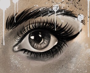Eye digitally painted on wall illustration