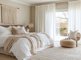 Serene Bedroom Decor Neutral Tones Natural Textures