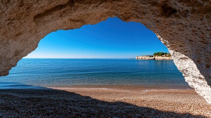 Coastal Cave Vista: A Serene Seascape
