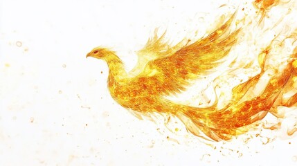 Fototapeta premium Fiery Phoenix in Flight: A Digital Painting of Mythical Rebirth