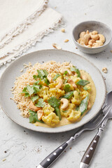 Cauliflower and Yogurt Curry with Brown Rice