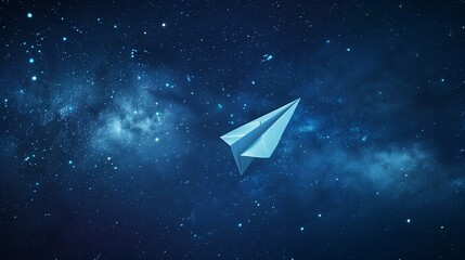 A paper airplane soaring through a starry sky, symbolizing freedom and possibility.