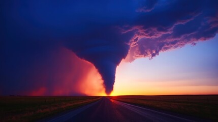 Sunset Tornado: A Dramatic Landscape