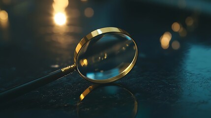 A magnifying glass is on a table