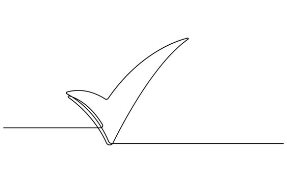 recommend clip art: Continuous line is creating the shape of a check mark, One continuous line drawing check mark, Vector illustration of check mark continuous one line drawing
