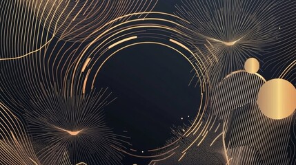 Luxury geometric gold line art and art deco background vector. Abstract geometric frame and elegant art nouveau with delicate. Illustration design for invitation, banner, vip, interior, decoration.