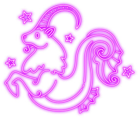 Obraz premium Neon glow capricorn zodiac illustration