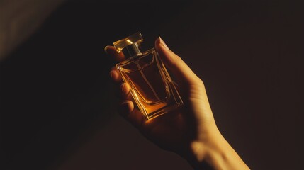 A Woman Holding a Bottle of Perfume in Her Hand - Generative AI