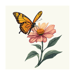 Butterfly illustration isolated on white background