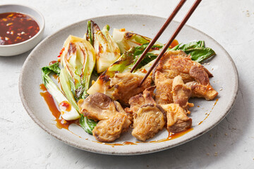 Breaded Oyster Mushrooms with Pak Choi