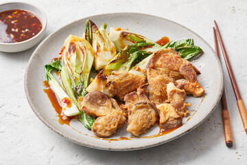 Breaded Oyster Mushrooms with Pak Choi