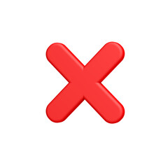 Obraz premium Red multiplication sign. Isolated. Cross. Transparent background. 3d illustration.