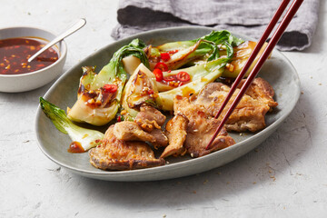 Breaded Oyster Mushrooms with Pak Choi