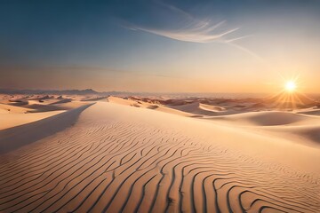 Naklejka premium Beautiful sunset over the desert sand dunes