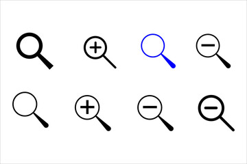 Search set of web icons in line style. Magnifying glass linear icon collection. Containing SEO, Digital marketing, data analysis, management, investigate, find and more. Editable stroke