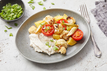 Oven Roasted Vegetables with Homemade Cream Cheese