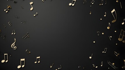 Golden Musical Notes Scattered On Black Background