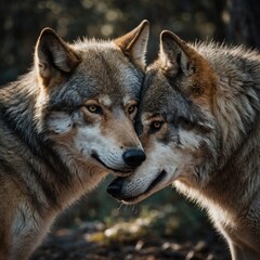 Fototapeta premium A wolf is a large, carnivorous mammal belonging to the family Canidae and scientifically known as Canis lupus. Wolves are apex predators and are known for their strength, intelligence, and social beh