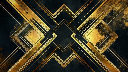 Luxury geometric gold line art and art deco background vector. Abstract geometric frame and elegant art nouveau with delicate. Illustration design for invitation, banner, vip, interior, decoration.