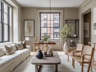 Fototapeta premium Modern Minimalist Living Room Apartment Interior Design