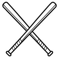 Vector Illustration of Crossed Baseball Bats 