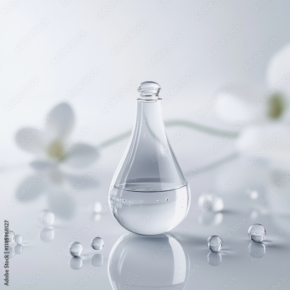 Poster Droplets of sanitizer in a clean environment effectively eliminating harmful bacteria on surfaces and providing protection. Generative AI