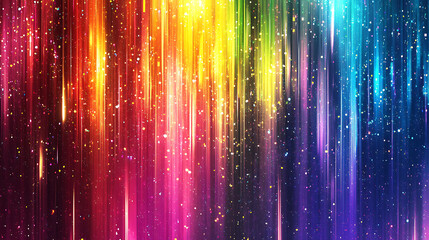 Digital glitch rainbow glitter effect, distorted prismatic lines, edgy modern vibe