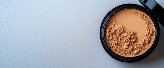 Loose Powder Makeup Compact, Beige Tone Cosmetics, Beauty Product
