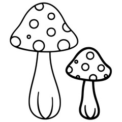 Line art of mushroom. Vector illustration