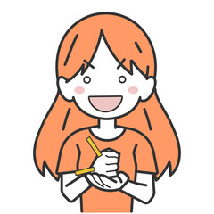 ぽんと手を打ち納得する女性