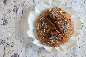 healthy seeds wholegrain country bread, directly above