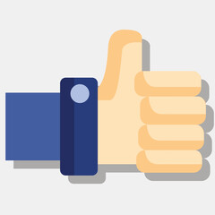 Vector illustration of flat design of hand with thumb standing or bowing.