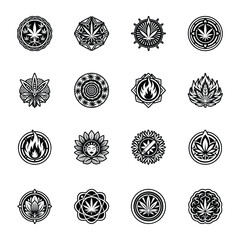 Collection of Glyph Style Cannabis Symbols 

