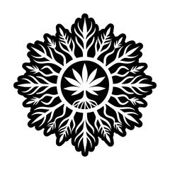 A glyph style icon of marijuana roots