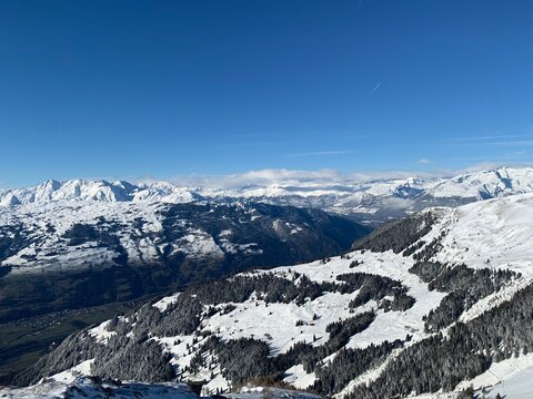 ski resort in the mountains in lenzerheide graubuenden