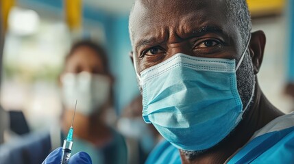 Close-up Portrait of a Doctor Administering a Vaccine