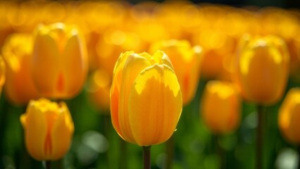 Obraz premium Orange tulip flower field background